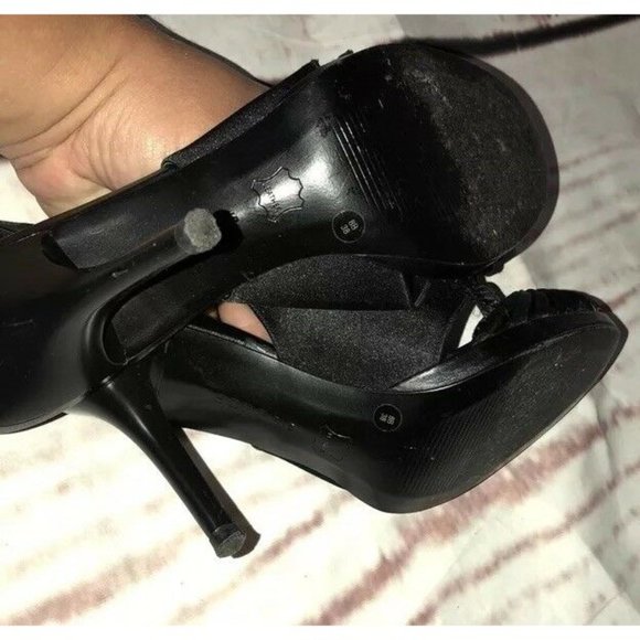 BCB Girls Sz 8 Sling Back Peep Toe Strappy Black D - Picture 7 of 8